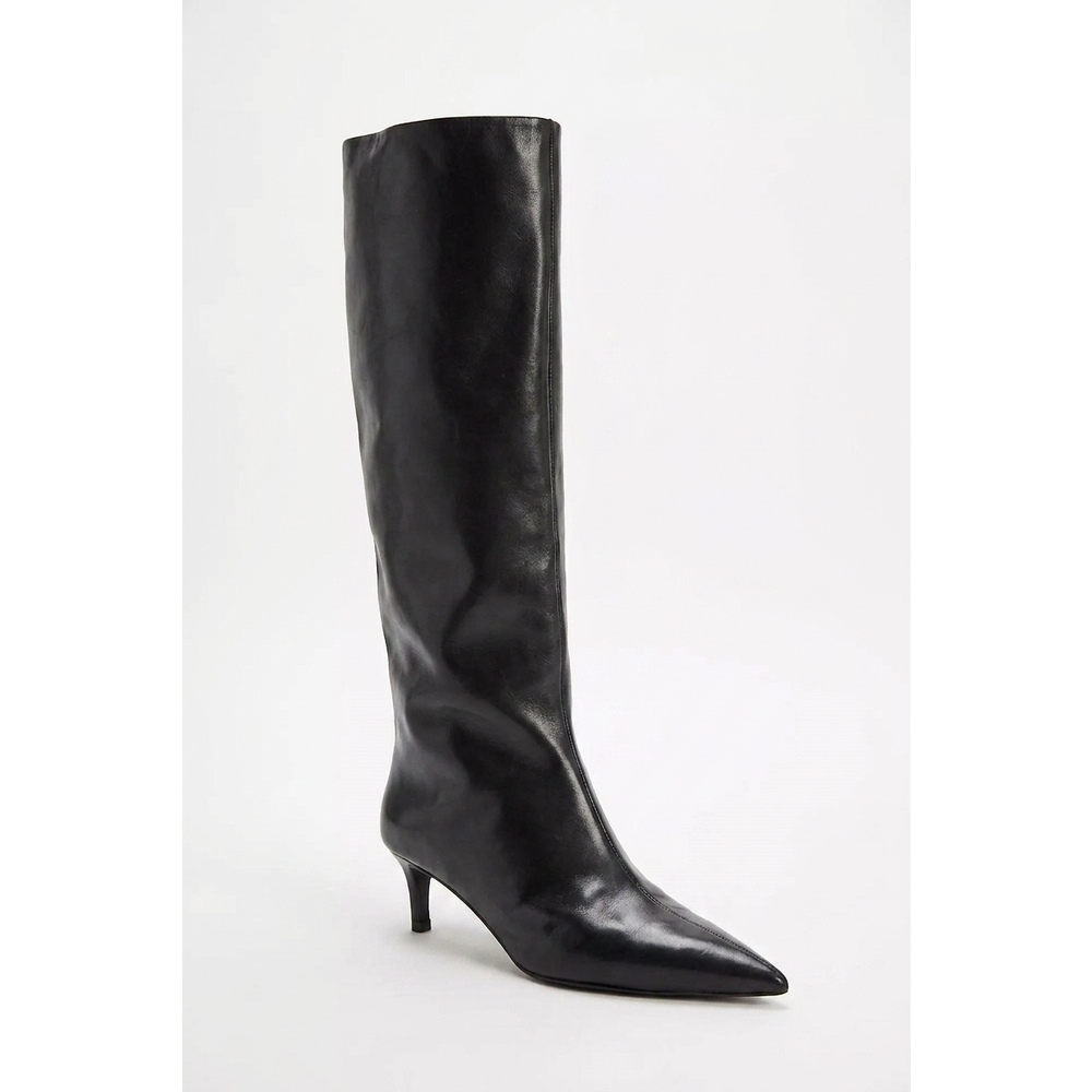 NEW FREE PEOPLE women's kiki kitten boots in black leather